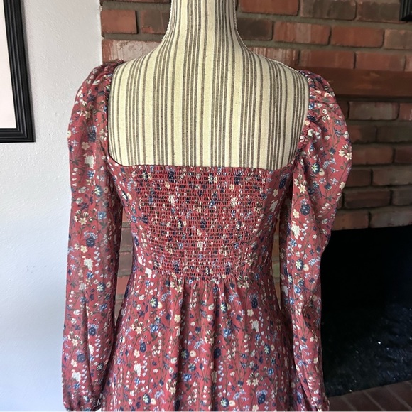 Aritzia Wilfred Jacqueline Floral Midi Dress in Rust Sz 6 - Picture 9 of 12